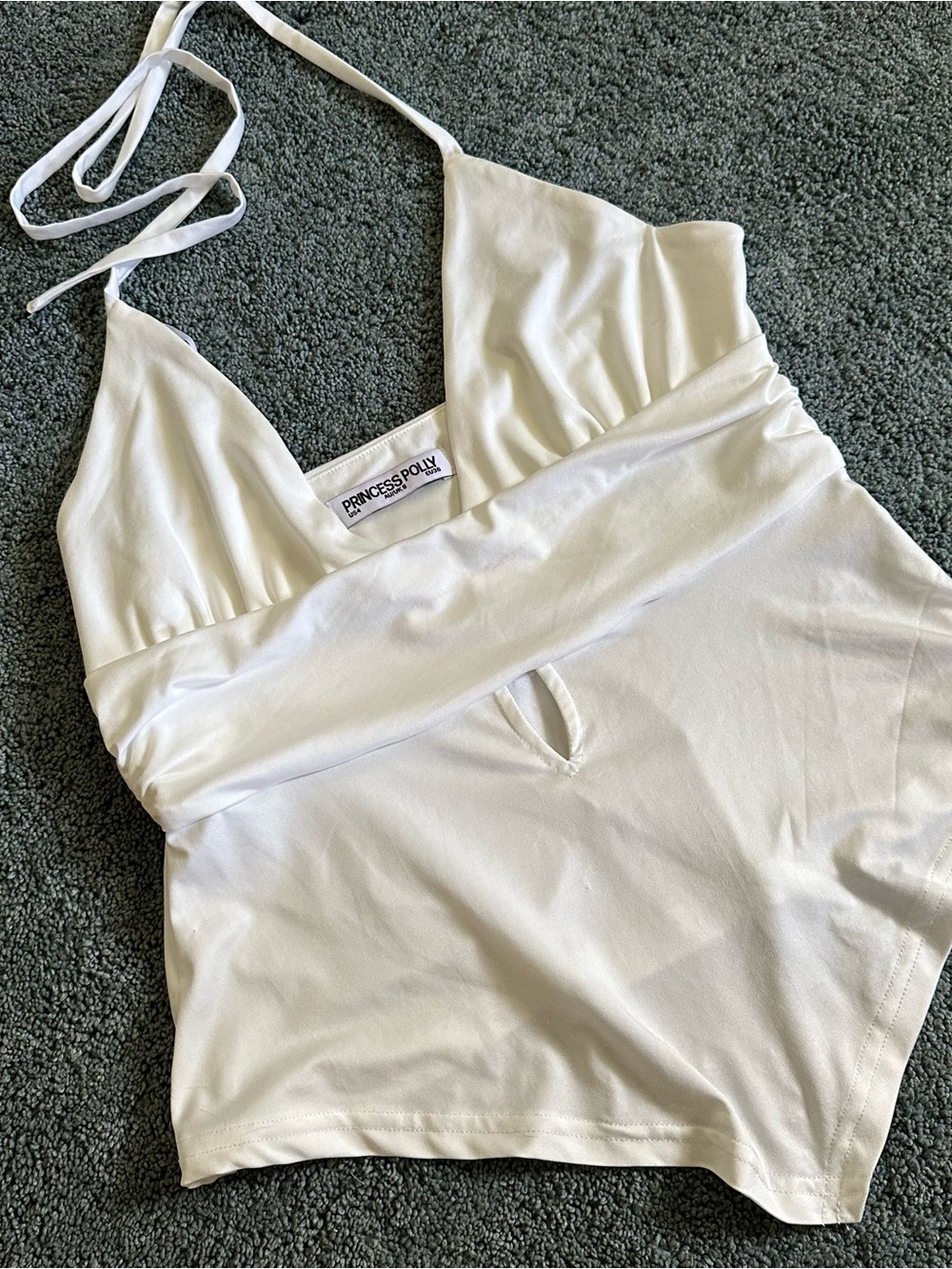 Princess Polly White Halter-Cut Bodysuit